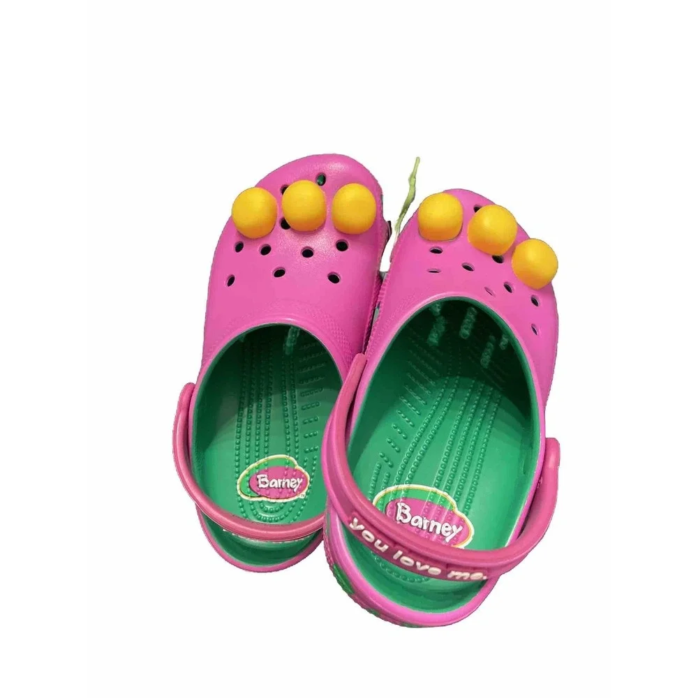 Barney Crocs Classic Clogs Barney Jr Shoes Sz J3 Limited Edition Purple Dinosaur